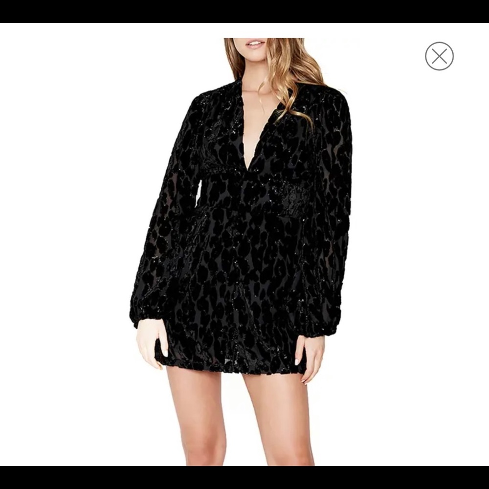 BARDOT Burnout Velvet Long Sleeve Minidress